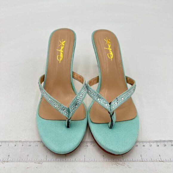 XYD Women Fashion Thong Mid Heel Sandals Casual Flip Flops Open Almond Toe Daily - Picture 3 of 7